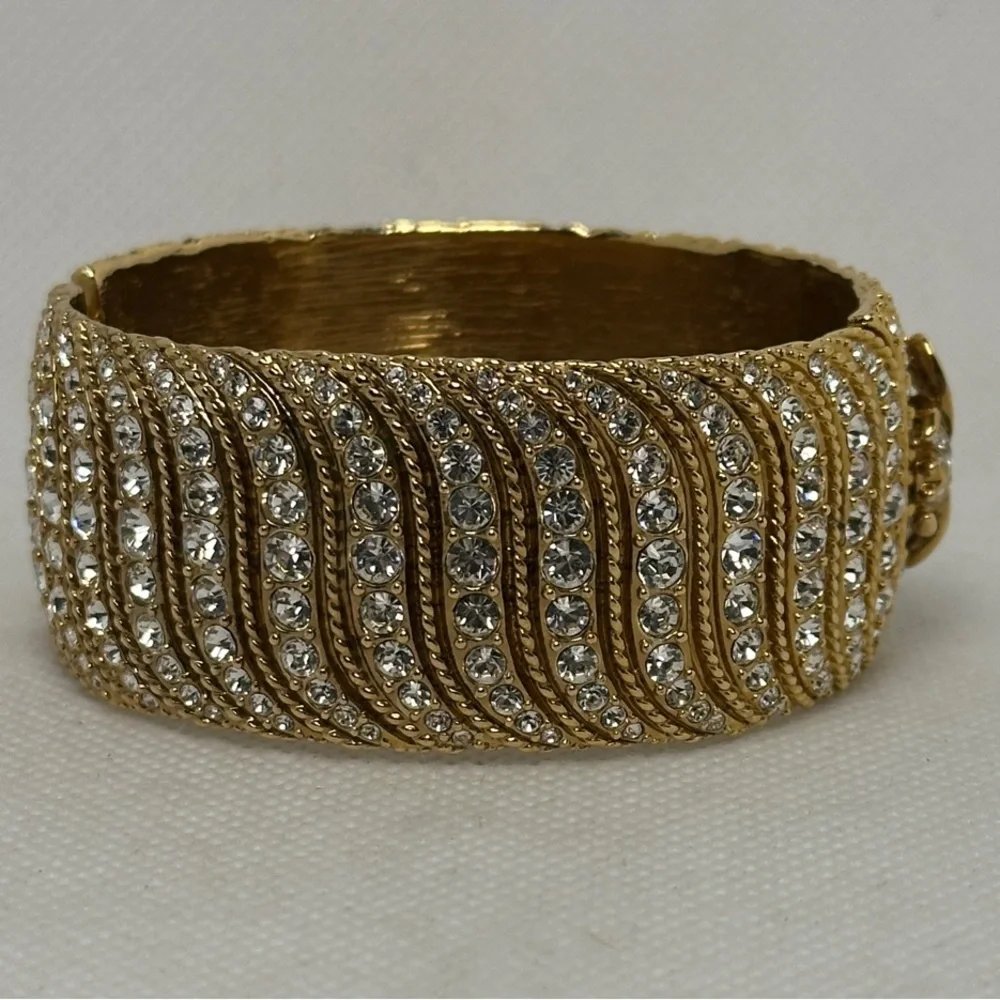 Kate Spade Through the Looking Glass Bee Cuff Gold and Crystal Hinged Bracelet - Picture 3 of 6